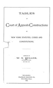 Cover of: Tables of Court of appeals constructions of New York statutes, codes and constitutions