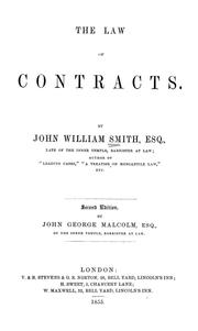 Cover of: The law of contracts | John William Smith