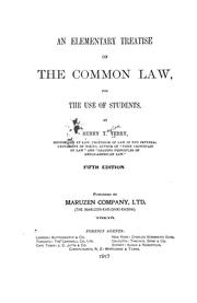 Cover of: An elementary treatise on the common law, for the use of students