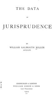 Cover of: The data of jurisprudence