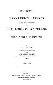 Cover of: Reports of bankruptcy appeals: heard and determined by the Lord Chancellor and the Court of Appeal in Chancery