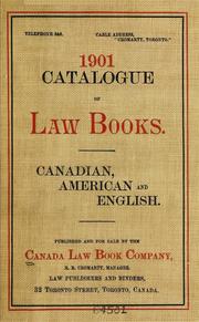 Cover of: 1901 catalogue of law books: Canadian, American and English