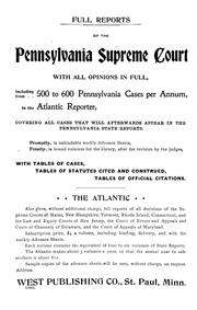 Cover of: An Index to the Pennsylvania decisions in the Atlantic reporter to September, 1899: not reported in the Pennsylvania state reports.