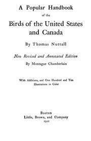 Cover of: A popular handbook of the birds of the United States and Canada by Nuttall, Thomas