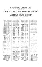 Cover of: Numerical table of cases reported in the American decisions, American reports, and American state reports: with references to monographic notes