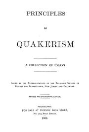 Cover of: Principles of Quakerism: a collection of essays