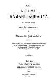 Cover of: The life of Ramanujacharya by Alkondaville Govindacharya