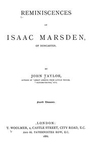 Cover of: Reminiscences of Isaac Marsden, of Doncaster