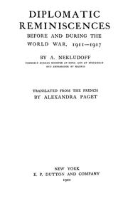 Cover of: Diplomatic reminiscences before and during the World War, 1911-1917