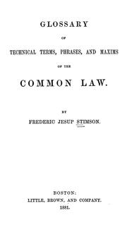 Glossary of technical terms by Stimson, Frederic Jesup