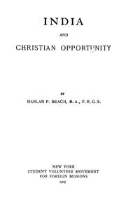 Cover of: India and Christian opportunity