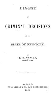 Cover of: Digest of criminal decisions of the state of New York