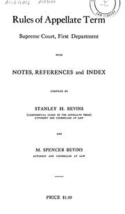 Cover of: Rules of the appellate term, Supreme Court, first department, with notes, references and index