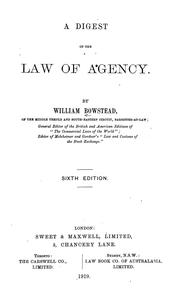 Cover of: A digest of the law of agency