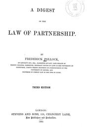 Cover of: A digest of the law of partnership: with an introductory essay on codification