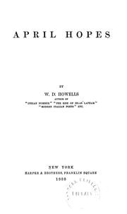 Cover of: April hopes: by W. D. Howells