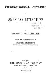 Cover of: Chronological outlines of American literature | Selden Lincoln Whitcomb