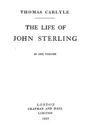 Cover of: The life of John Sterling by Thomas Carlyle