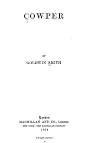 Cover of: Cowper by Goldwin Smith