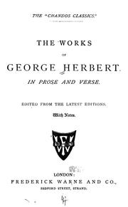 Cover of: Works in prose and verse