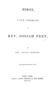 Cover of: Memoirs, with sermons, of Rev. Josiah Peet