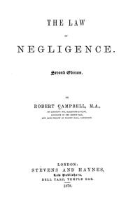 Cover of: The law of negligence