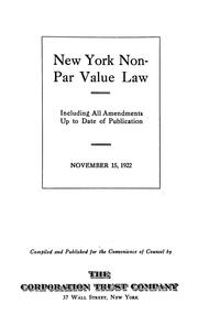Cover of: New York non-par value law | New York (State)