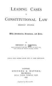 Cover of: Leading cases in constitutional law briefly stated, with introduction, excursuses, and notes