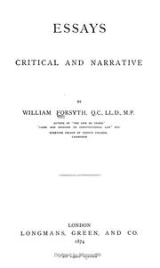 Cover of: Essays critical and narrative.