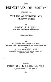 Cover of: The principles of equity intended for the use of students and practitioners by Edmund Henry Turner Snell