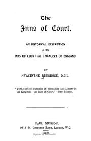 Cover of: The Inns of court: An historical description of the Inns of court and chancery of England