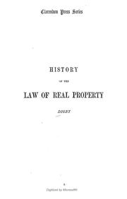 Cover of: An introduction to the history of the law of real property, with original authorities