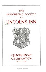 Cover of: The honourable society of Lincoln's Inn by Lincoln's Inn (London, England)