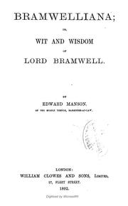 Cover of: Bramwelliana by Edward Manson