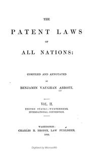 Cover of: The patent laws of all nations