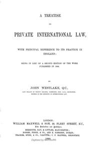 Cover of: A treatise on private international law by John Westlake