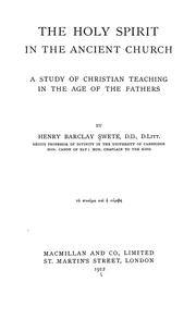 Cover of: The Holy Spirit in the ancient church by Henry Barclay Swete