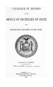 Cover of: Catalogue of records of the office of Secretary of State, with      information pertaining to the office