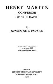 Cover of: Henry Martyn: confessor of the faith