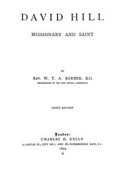 Cover of: David Hill, missionary and saint