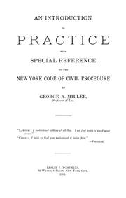 Cover of: An introduction to practice with special reference to the New York Code of civil procedure