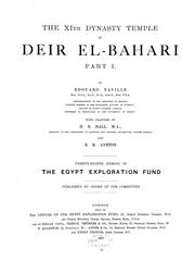 Cover of: The XIth dynasty temple at Deir el-Bahari