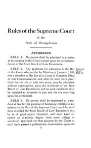Cover of: Rules of the Supreme Court of Pennsylvania: adopted July 6, 1911, in force September 4, 1911, amended November 3, 1911 : and of the Superior Court of Pennsylvania : adopted October 3, 1911, in force November 6, 1911, amended November 21, 1911