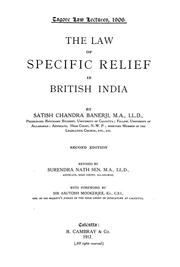 Cover of: The law of specific relief in British India