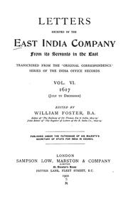 Cover of: Letters received by the East India Company from its servants in the East