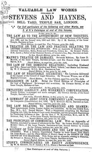 Cover of: The law as to the appointment of new trustees: with appendices containing forms and precedents and material sections of the Trustee Act, 1893, and the Lunacy Acts, 1890 and 1891