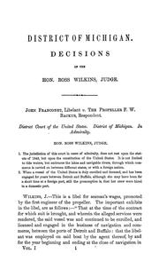 Cover of: Reports of admiralty cases argued and adjudged in the district courts of the United States: for the district of Michigan, northern district of Ohio, southern district of Ohio, western district of Pennsylvania, northern district of Illinois, district of Missouri, and eastern district of Louisiana, from 1842 to 1857