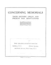 Cover of: Concerning memorials: their historic origin and present day adaptations