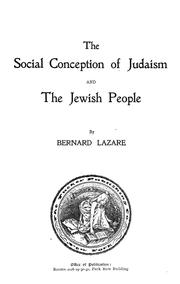 Cover of: The social conception of Judaism and the Jewish people