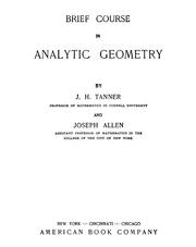 Cover of: Brief course in analytic geometry